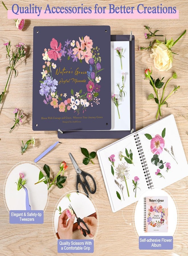 Joy&Grace Flower Press Kit for Adults & Kids, with Designed Cover and DIY Album, 10.9" x 10.9" 10 Layers Flower Preservation Kit, Plant Press and Large Plant Drying Toolkit (Color Box, Purple Navy) - Image 4